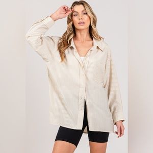 SAGE + FIG Striped Button Up Long Sleeve Shirt